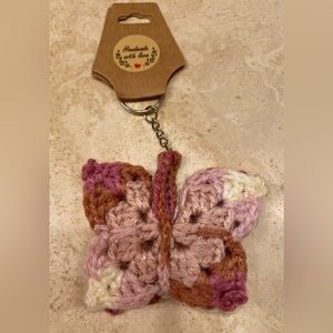 NWT Keychain Handmade Crochet 3D Butterfly Keychain
